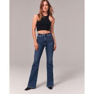 ABERCROMBIE & FITCH The Flare Ultra High Rise Dark Stretch Jeans, Size 34/18L